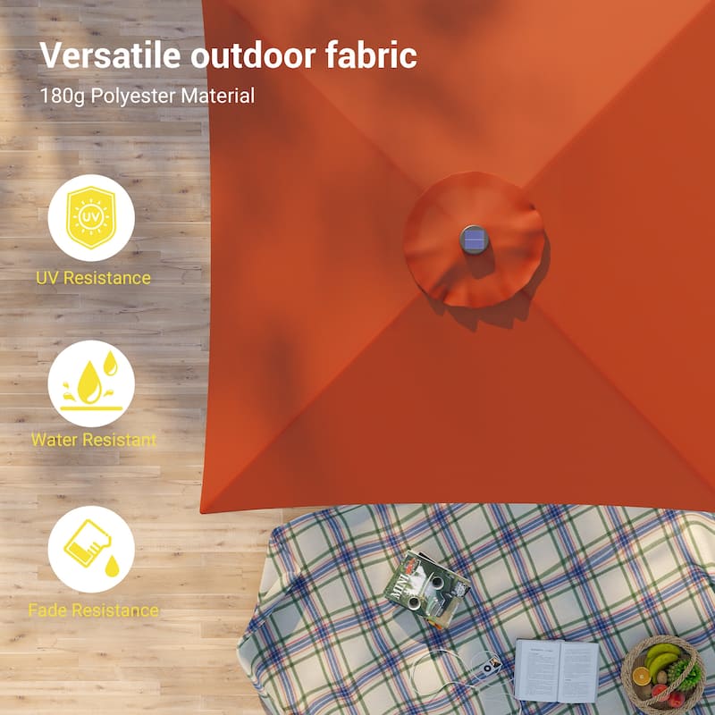 BONOSUKI 6.5x6.5Ft LED Patio Market Umbrella Weather-Resistant Frame