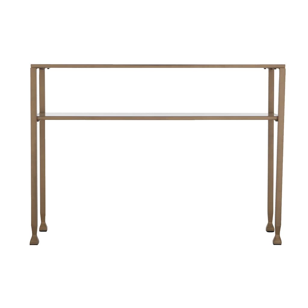 Clear Glass Console Table Gold Metal Frame with Shelves and 43" Rectangular - 42.5" L x 14.5" W x 30" H