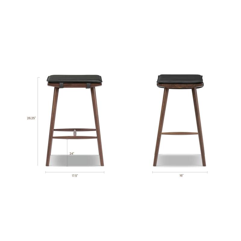 Poly & Bark Valentino 26" Genuine Leather Wood Counter Stool