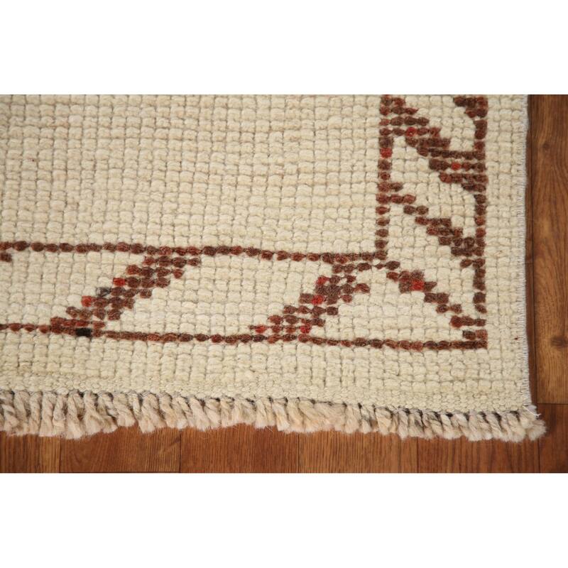 Beige Anatolian Runner Rug Handmade Wool Carpet - 2'9"x 11'2"
