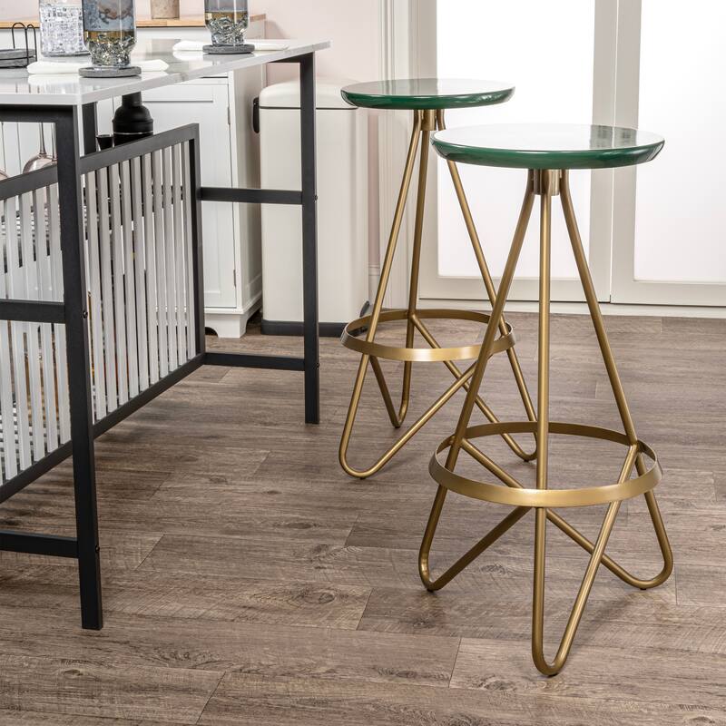 Hula 30" Modern Industrial Metal Backless Circular Bar Stool, by JONATHAN Y