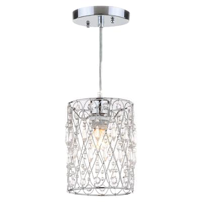 SAFAVIEH Lighting Vega Adjustable 1-light Chrome Beaded Pendant - 6"x6"x13 - 82"