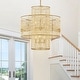 preview thumbnail 1 of 14, KAWOTI 6-Light Gold Tiered Chandelier Pendant Light with Rattan Shade - 26 '' L x 26'' W x 47.75'' H 26 '' L x 26'' W x 47.75'' H