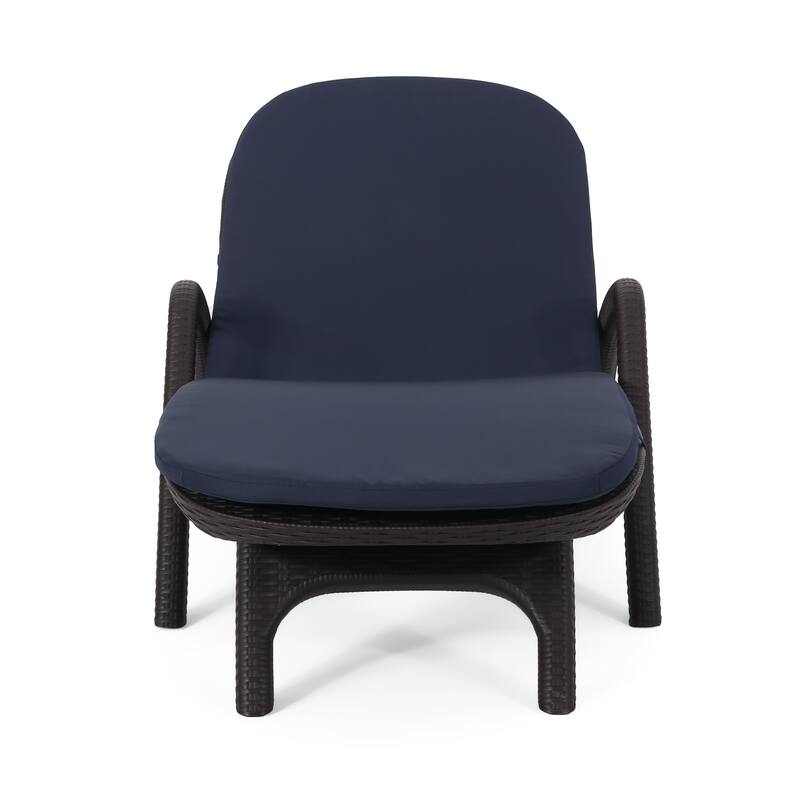 Outdoor Chaise Lounge Chair with Cushion, Adjustable Backrest Recliner Sun Lounger