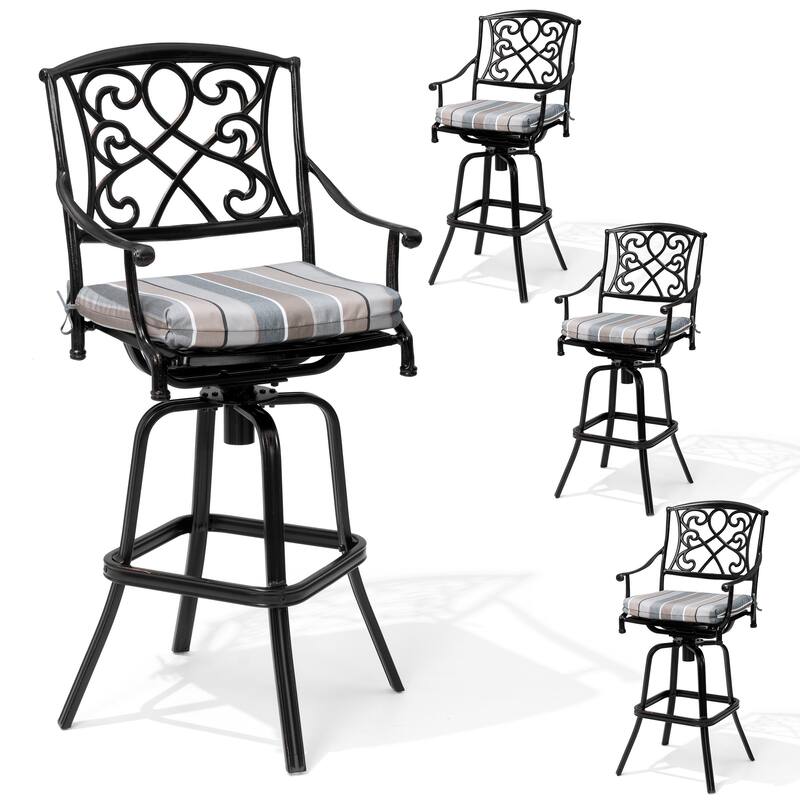 Crestlive Outdoor Patio Bar Height Swivel Bar Stool with Sunbrella Cushion