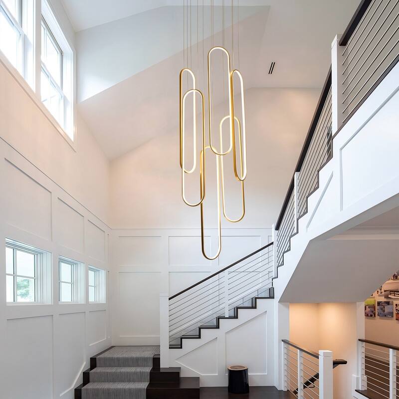 6 Ring Modern Chandelier Large LED High Ceiling Chandeliers