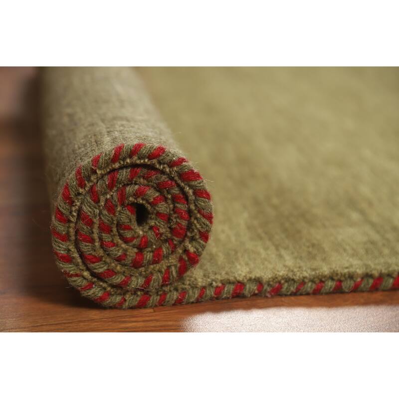 Green Tribal Gabbeh Indian Rug Handmade Oriental Wool Carpet - 3'0" x 4'9"