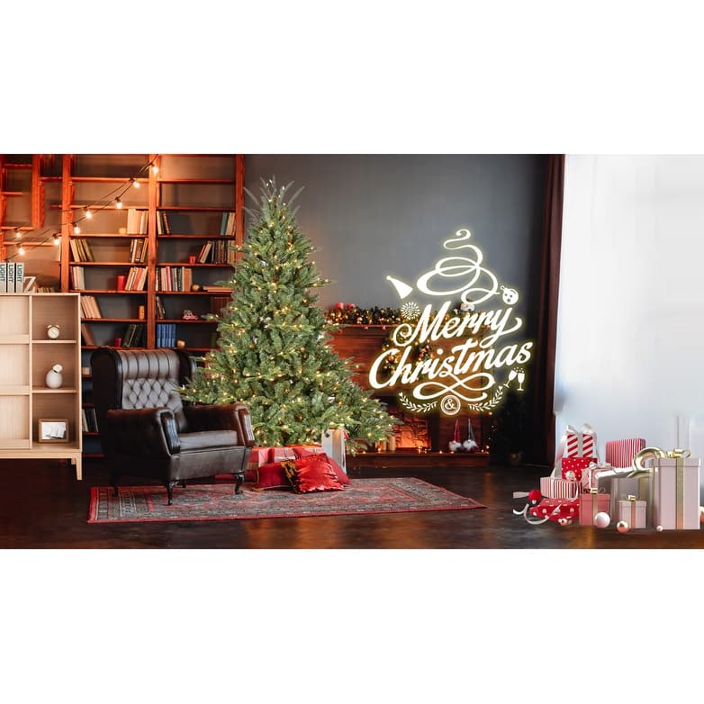 7FT Full-Shape Christmas Tree with 750 UL Lights-PE/PVC Mixed Branches, 2257 Tips,Wide Base for Spacious Areas