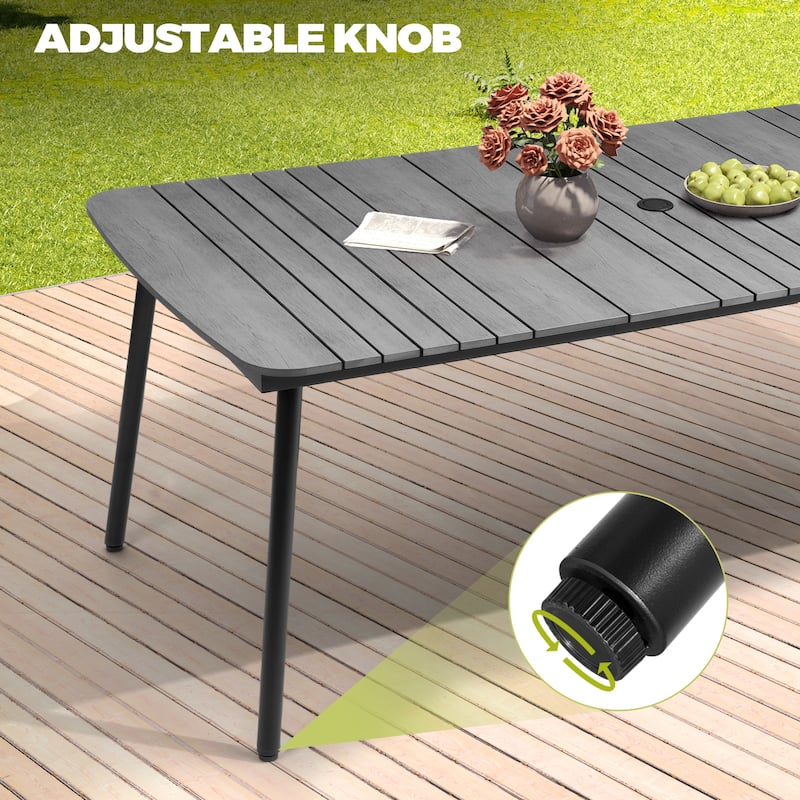7/9PC Patio Dining Table Rectangular Aluminum Outdoor Table with Folding Chairs