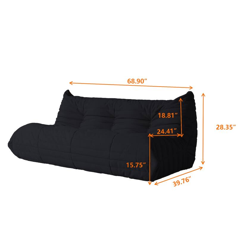 69 Inch Armless Teddy Fabric Soft Sofa Modern Couch