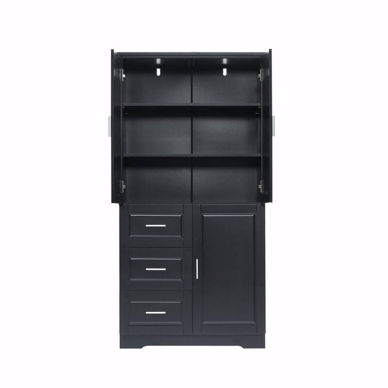 Tall and Wide Storage Cabinet with Doors and Three Drawers