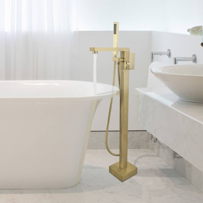 Single Handle Floor Mounted Freestanding Tub Filler with Handshower