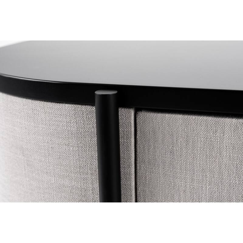 Modrest Hobart Modern Beige Fabric & Black Metal Buffet