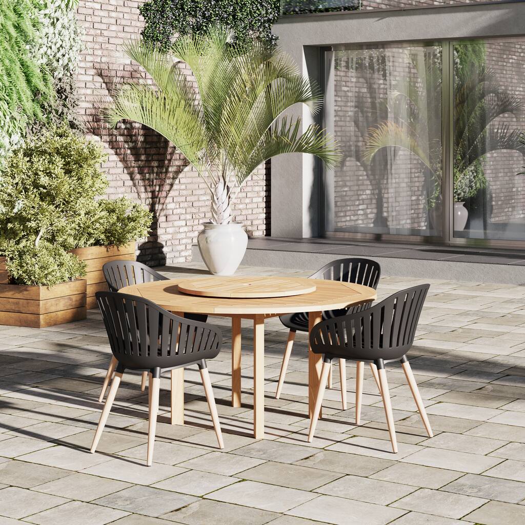 Amazonia Rubi Lazy Susan Outdoor Wood Patio Dining Set