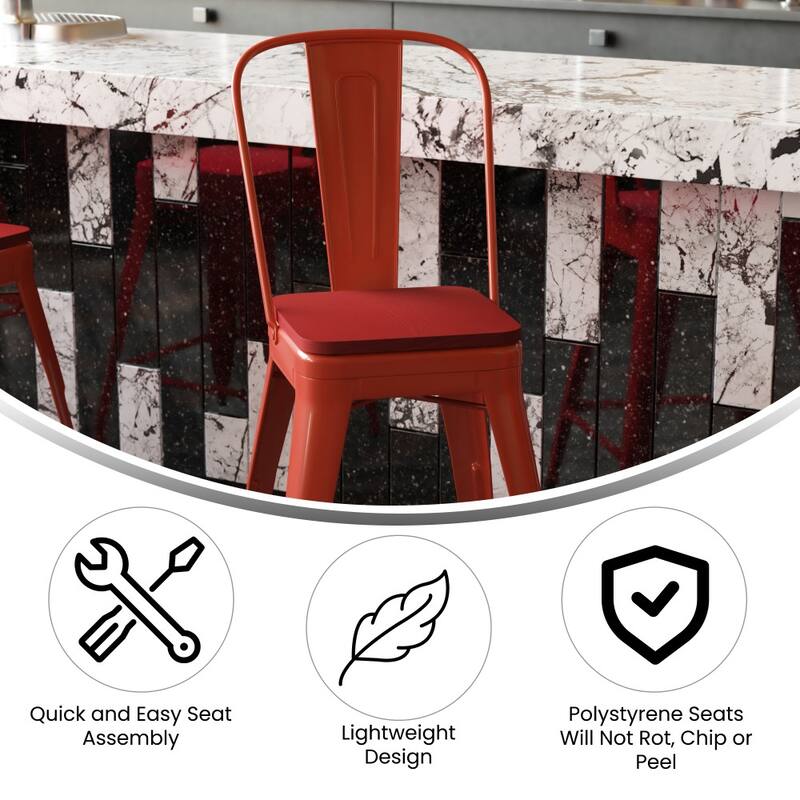 All-Weather Commercial Counter Stool with Removable Back & Poly Resin Seat