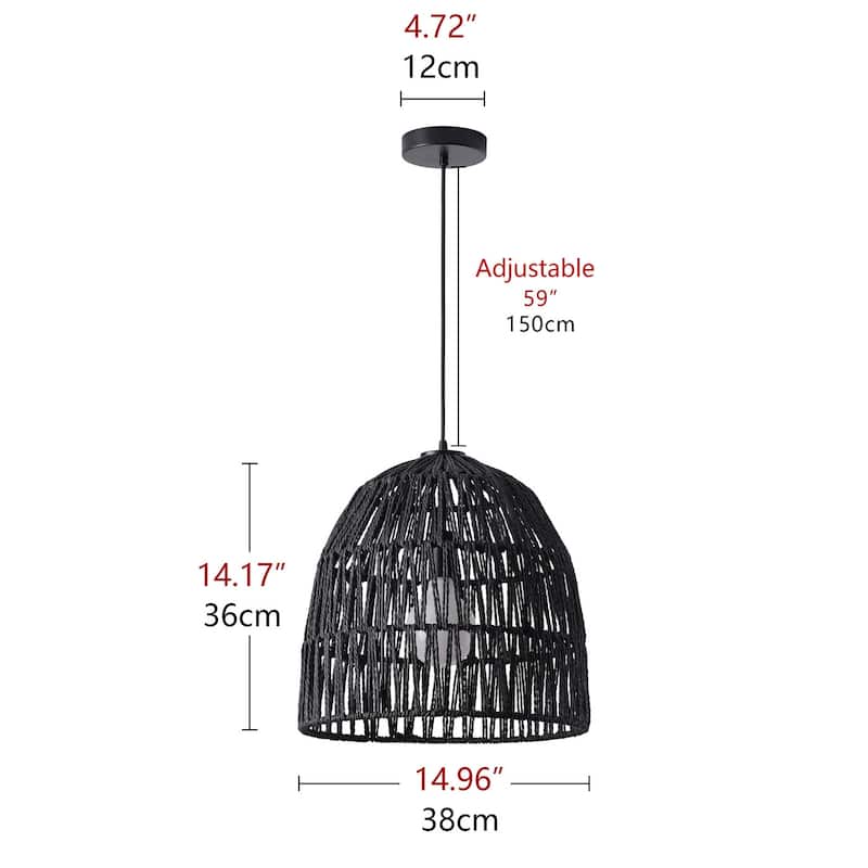 Bohemian Modern Woven Paper Rope/Iron Pendant Light for Kitchen Island