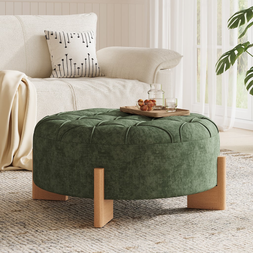 Modern Round Tufted Ottoman