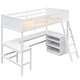 preview thumbnail 1 of 50, Wood Twin Loft Bed with Desk & Shelves - Compact & Functional Design White