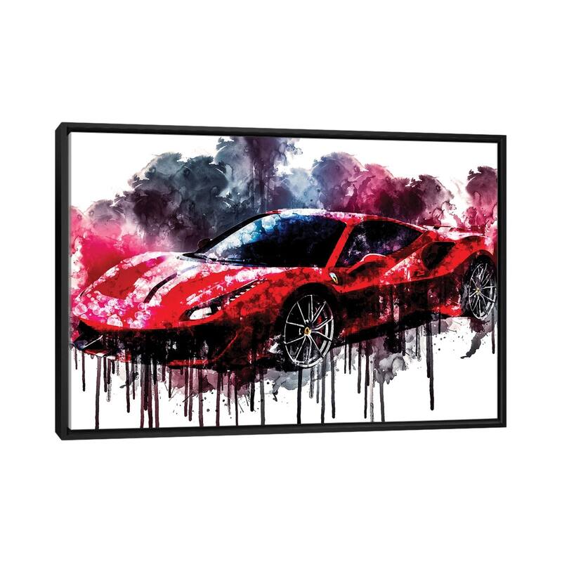 iCanvas "2018 Ferrari 488 Pista" by Sissy Angelastro Framed Canvas Print - Black - 32x48