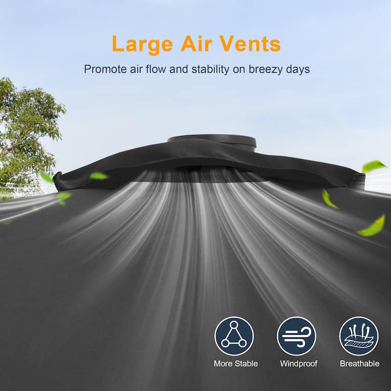 LIVOOSUN 10x6.5ft Steel Solar-Powered LED Patio Umbrella,w/Crank Tilt