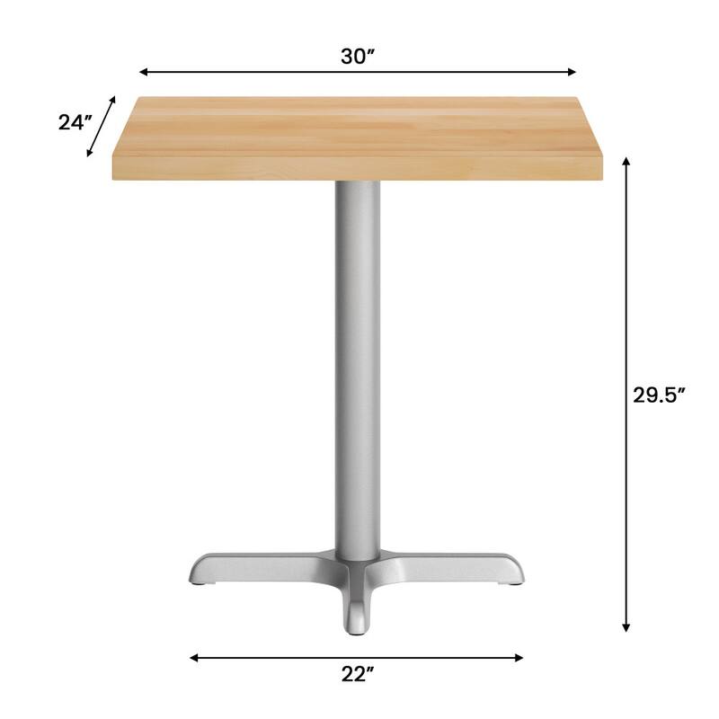 Rectangular Solid Wood Commercial Tabletop with 22" x 22" Dining Height X-Base