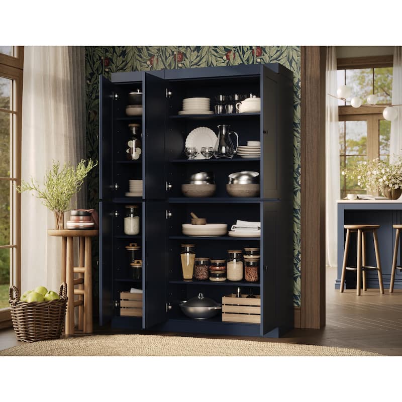 Palace Imports 100% Solid Wood 48.5" Pantry Cabinet with Shaker Doors and Adjustable Shelves