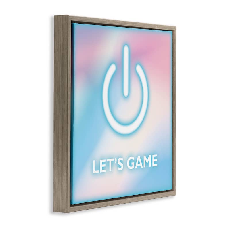 Stupell Pastel Let's Game Power Symbol Framed Floater Canvas Wall Art Design By Yass Naffas Designs