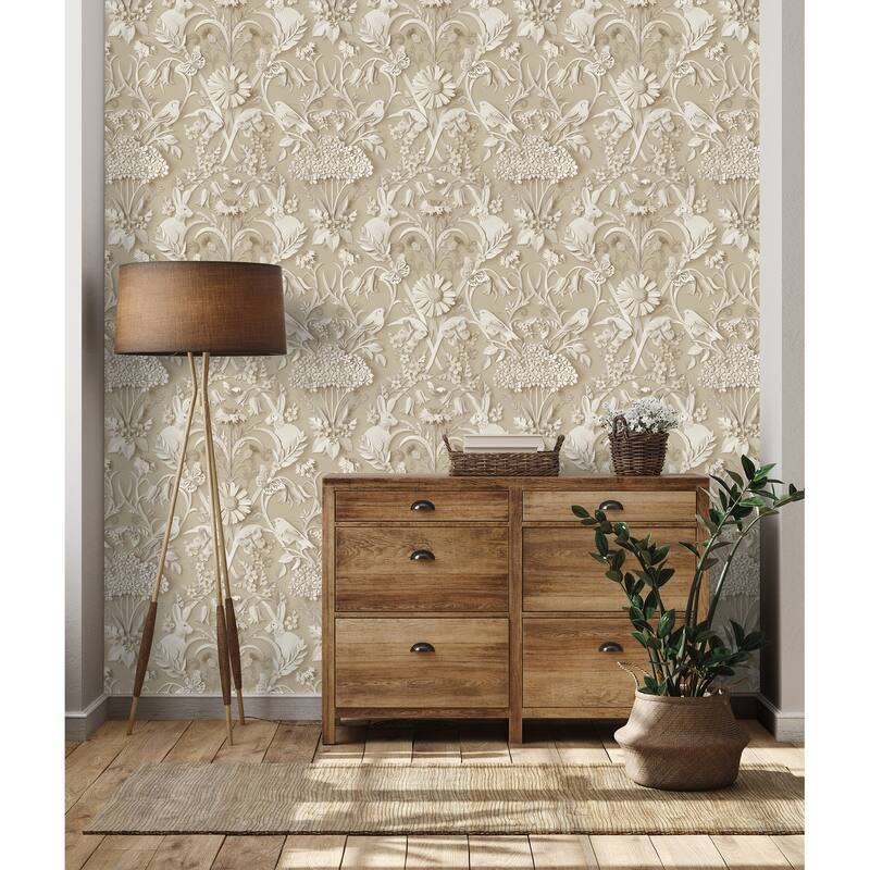 Fine Decor Fae Neutral Woodland Wallpaper