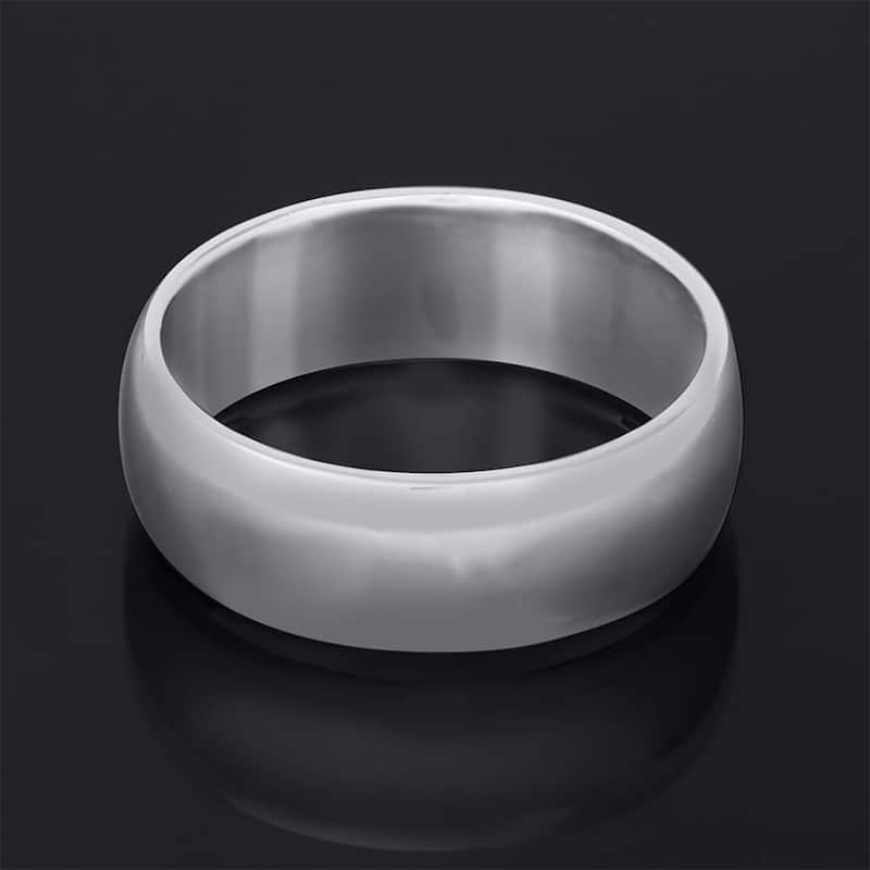 Men's Platinum Over Sterling Silver 7mm Comfort Fit Band Ring