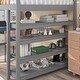 preview thumbnail 4 of 6, Gray Pine Wood Loft Bed with Desk, Ladder, and Shelves, High Guard Rails
