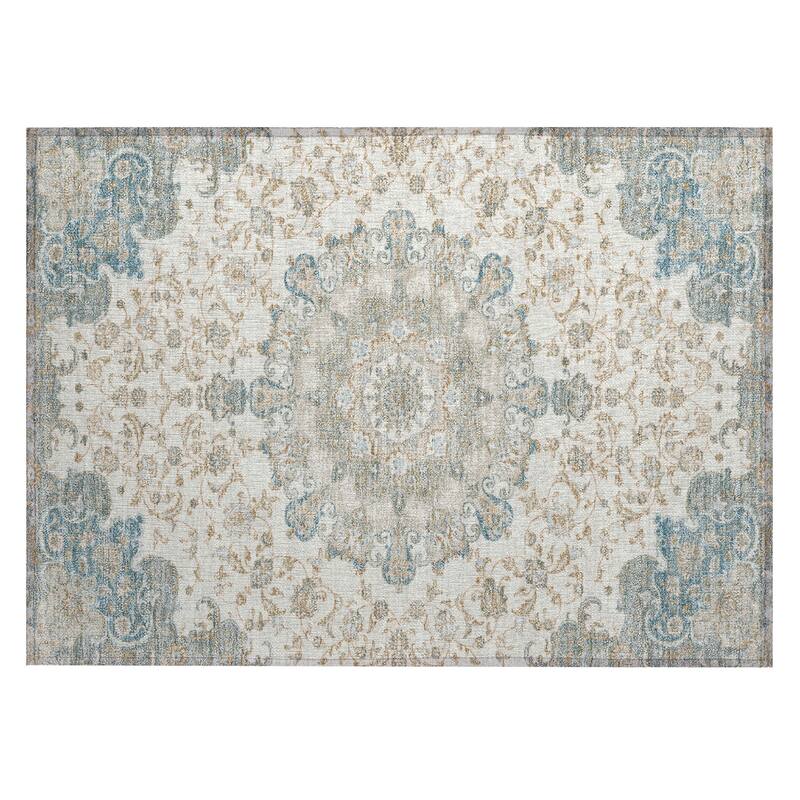 Machine Washable Indoor/ Outdoor Traditional Awaka Chantille Rug