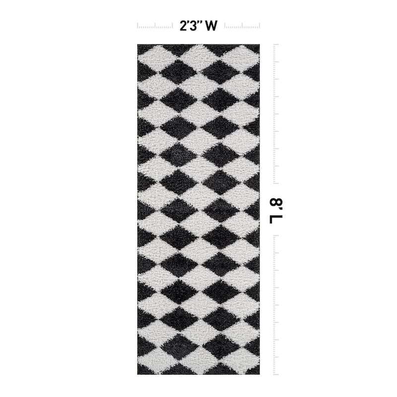 Diamond Wave Shag Rug - Cozy Feel for Living Room, Bedroom, or Entryway - Anthracite Dark Gray - Medium Pile
