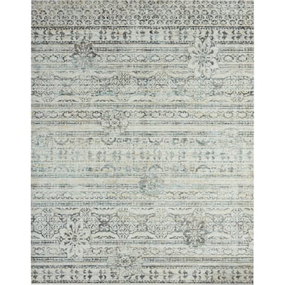 N Natori 24-Seven Outdoor/Indoor Ivory/Light Blue Area Rug