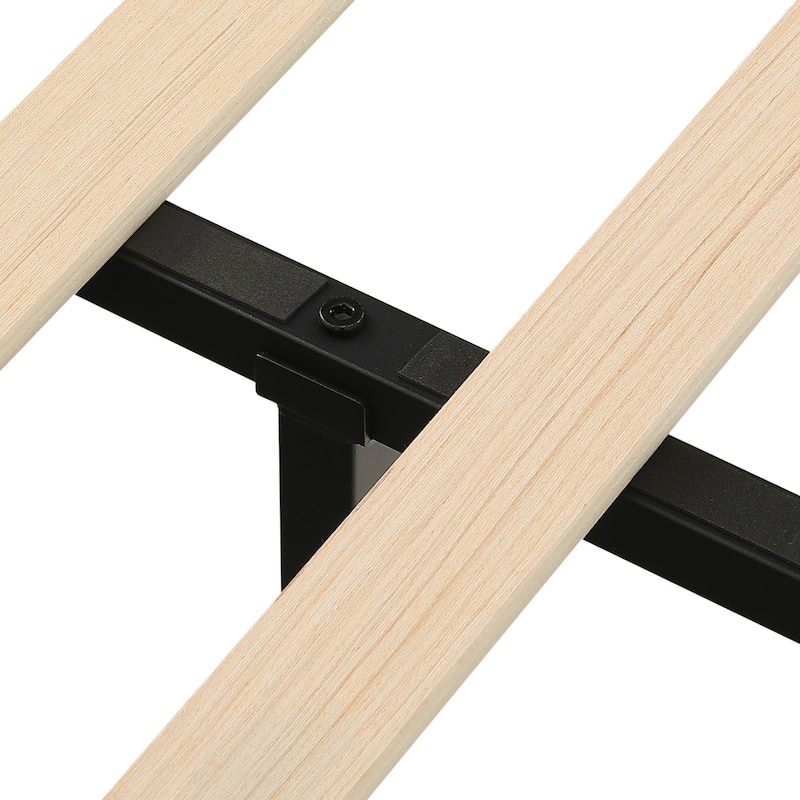 Moasis Corduroy Upholstered Platform Bed Frame with Charging Station and RGB LED Lights