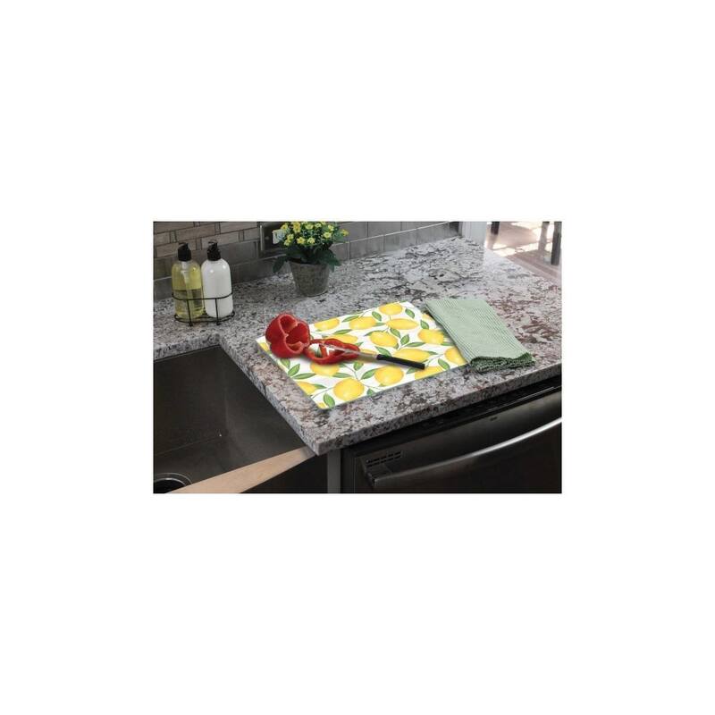 Curata Watercolor Lemons 15 X 12 Inch Tempered Glass Counter Saver Cutting Board