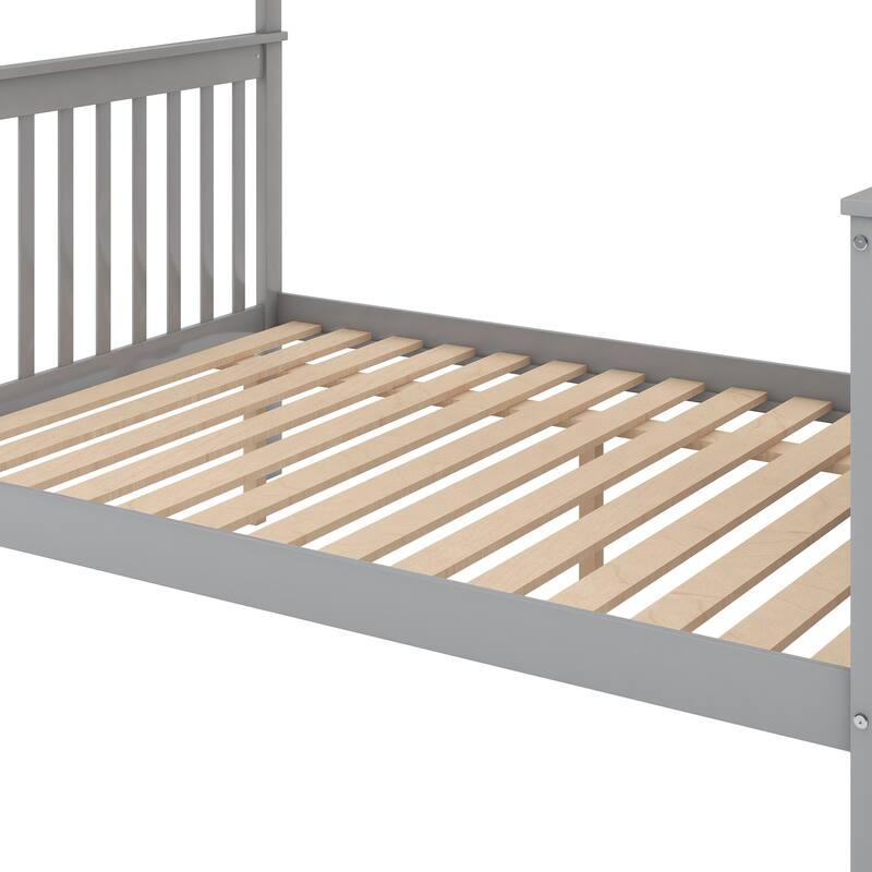 Twin Over Full Bunk Bed with Storage, Ladder & Guardrails