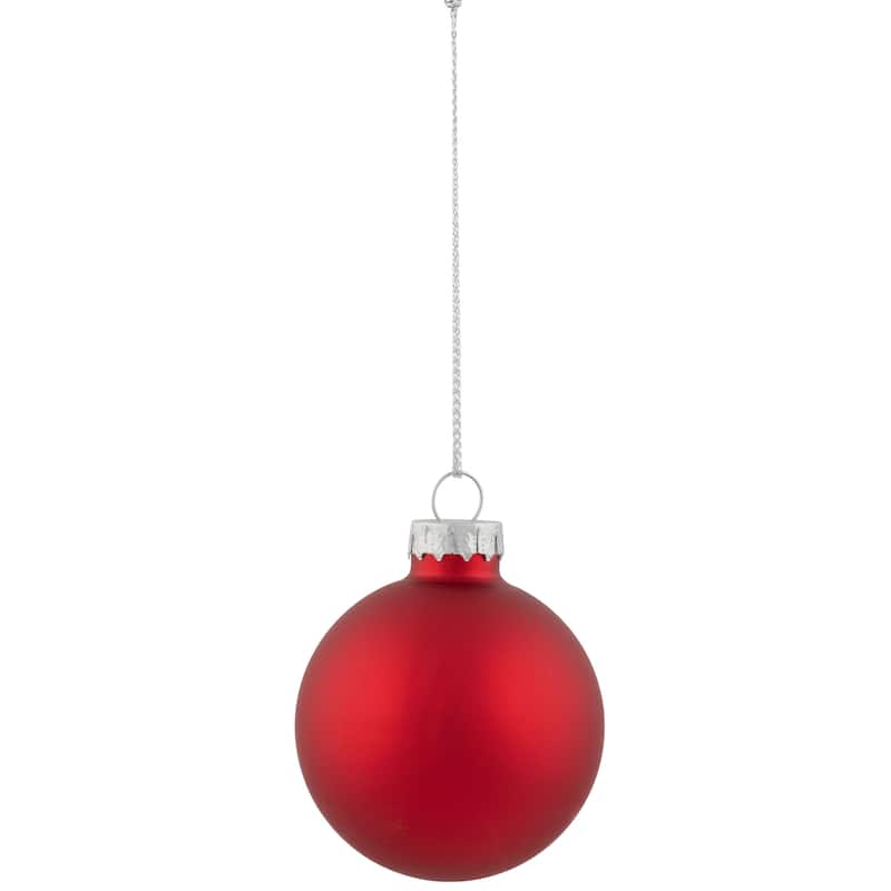 12ct Red White Glass 3-Finish Christmas Ball Ornaments 1.75" (40mm)