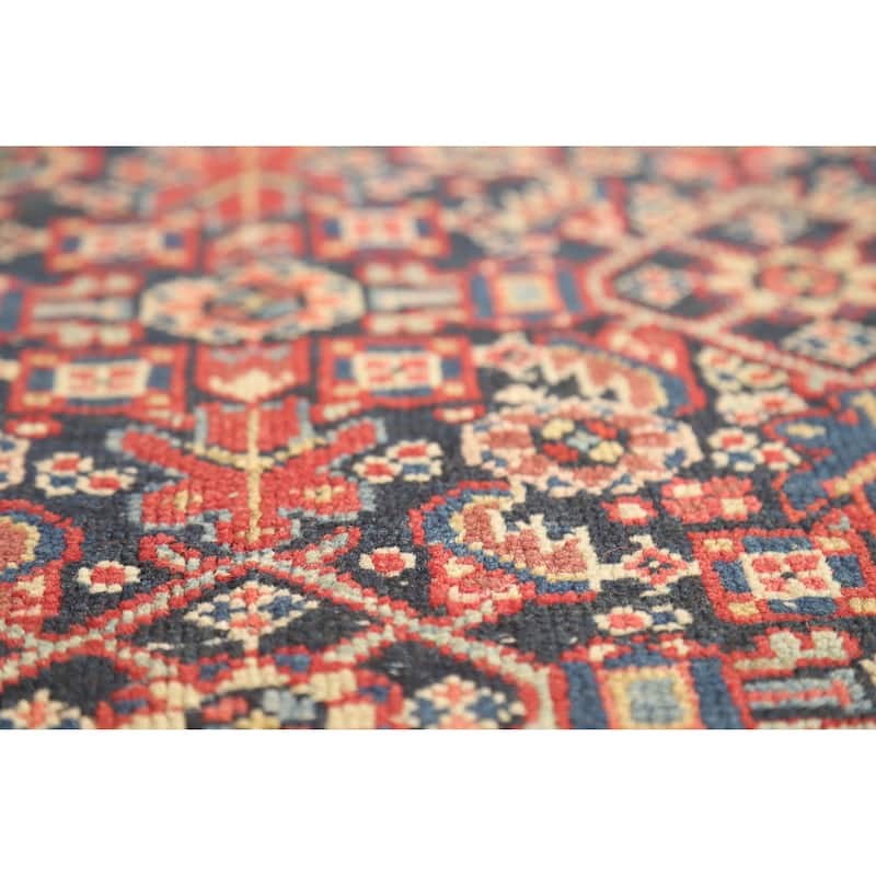 Hand Knotted Oriental 100% Wool Carpet Traditional Medallion Navy Blue & Blues Malayer Area Rug - 6' 4'' X 5' 2''