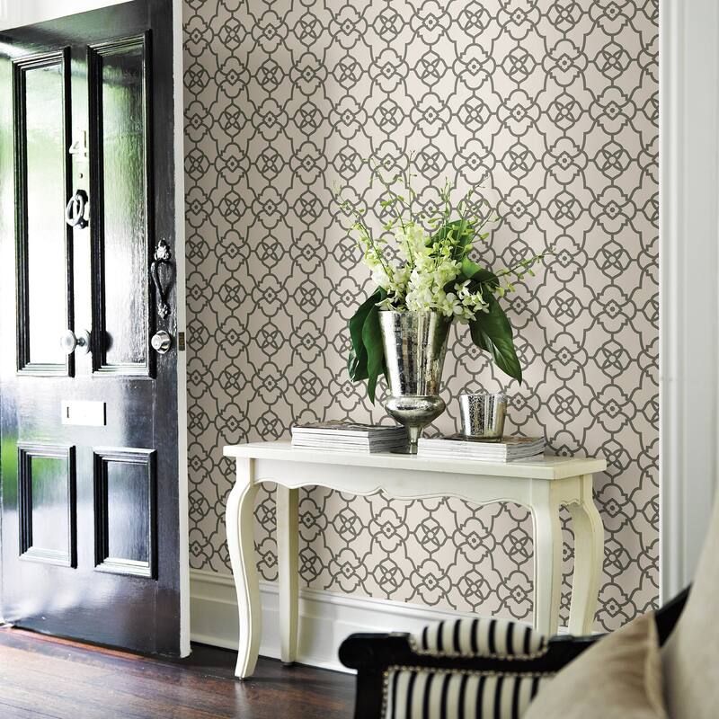 A-Street Prints Atrium Grey Trellis Wallpaper