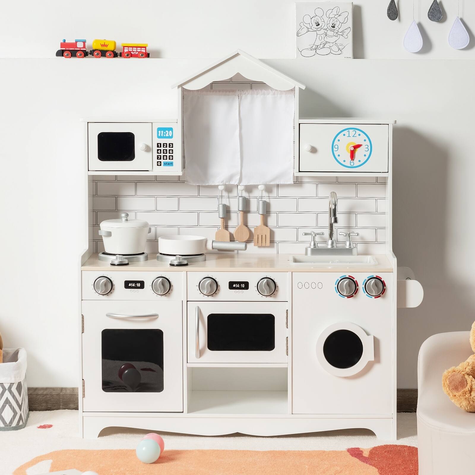 Wooden Kids Kitchen with Washing Machine 31