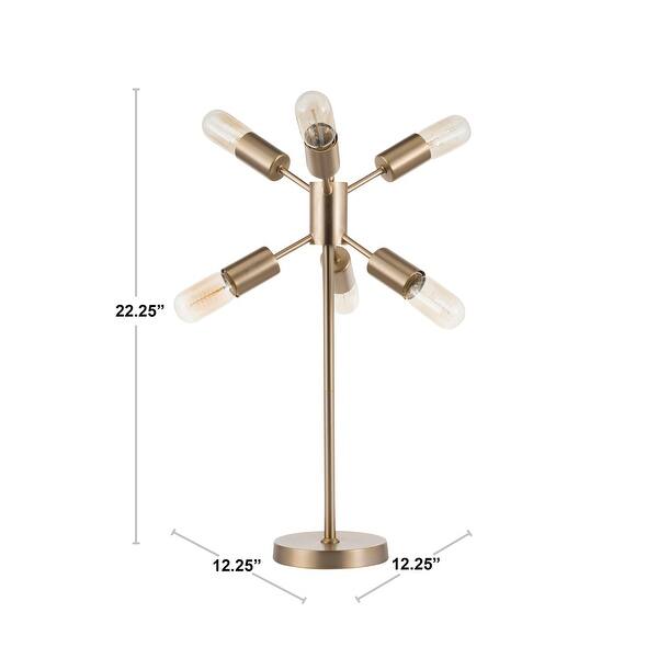 Lumisource Spark Contemporary Table Lamp in Black and Antique Brass - 12.25"Lx12.25"Wx22.25"H