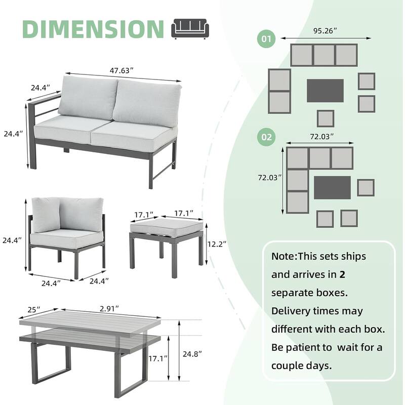 AECOJOY Aluminum Patio Furniture Set Outdoor Conversation Table and Chair
