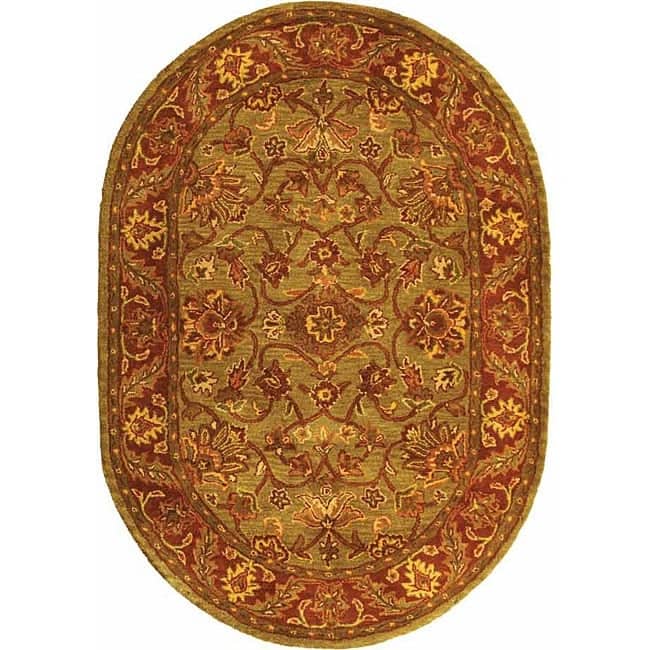 SAFAVIEH Handmade Golden Effie Tomika Traditional Oriental Wool Rug - 4'6" x 6'6" Oval - Green/Rust