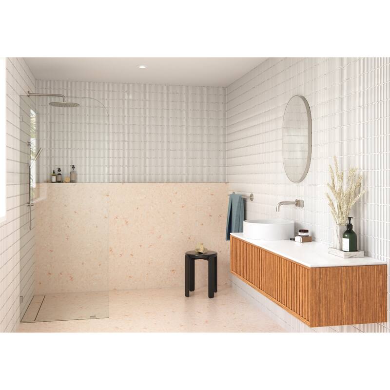 Glass Warehouse 38" x 78" Frameless Shower Door - Single Fixed Panel Radius
