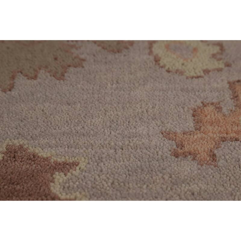 Floral Gray Oushak Indian Area Rug Hand-Knotted Wool Carpet - 9'2" x 12'0"
