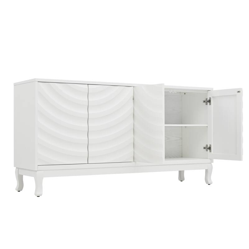 Modern Elegant Sideboard with 4 Doors, Height Adjustable, for Study, Entryway, and Living Room, White