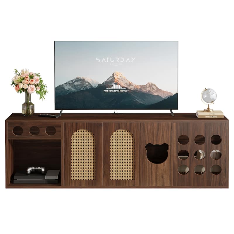Extra Large TV Stand, 70.9'' TV Console Cabinet for 70/75/80 Inch TV, Entertainment Center with Storage Cabinets for Living Room
