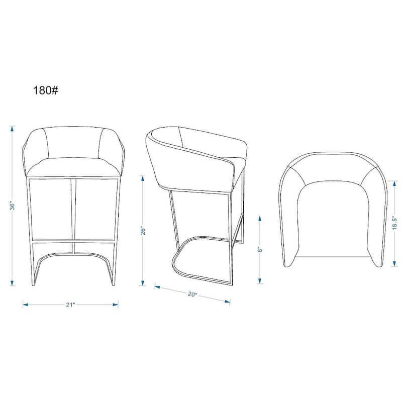 Manhattan Comfort Louvre 36 in. Titanium Gold Stainless Steel Counter Height Bar Stool (Set of 3)