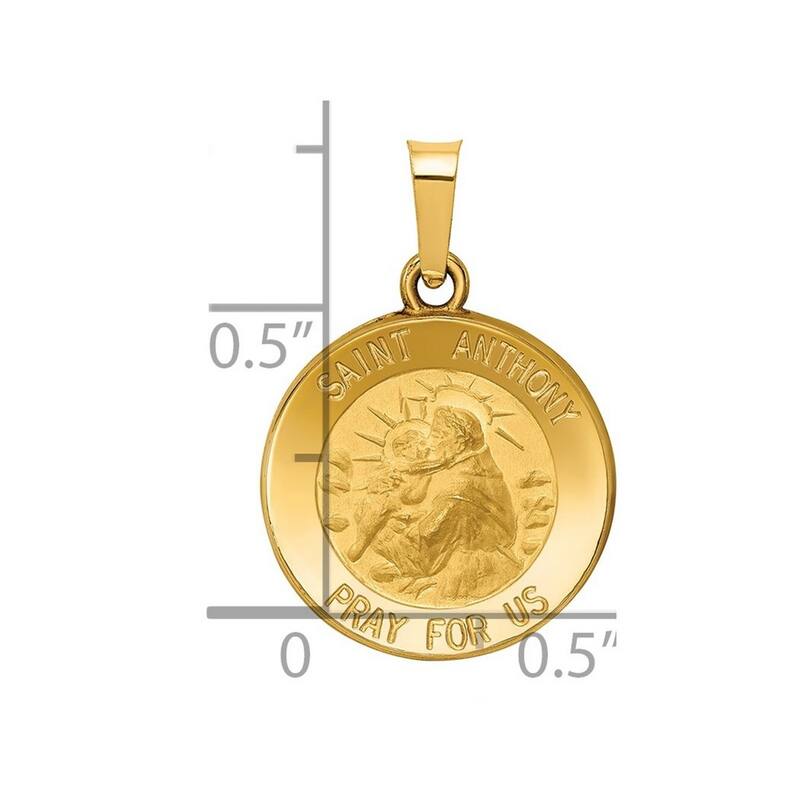Curata 14k Yellow Gold 18" Satin St. Anthony Medal Pendant Necklace