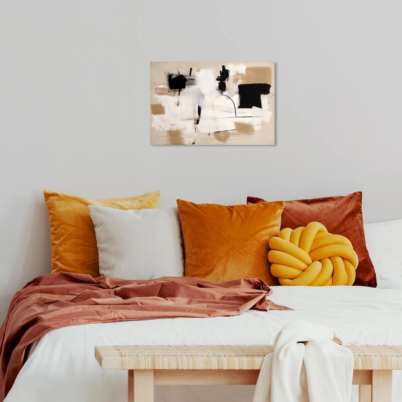 Wynwood Studio Canvas Abstract Entrance of Abstraction White and Light Brown Modern & Contemporary Wall Art Canvas Print - 24 x 16